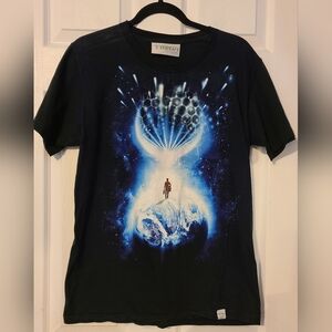 Imaginary Foundation Black T-Shirt with Blue and White Graphic M